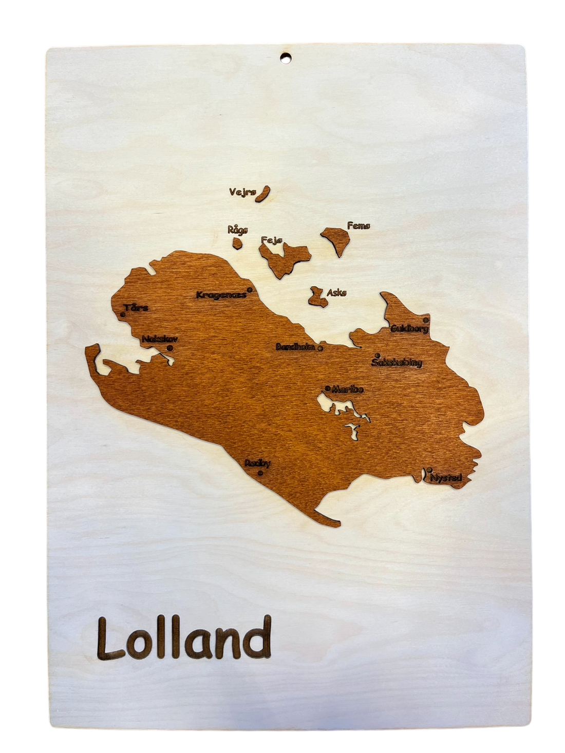 Lolland Holz Landkarte - Wandbild Souvenir Dänemark