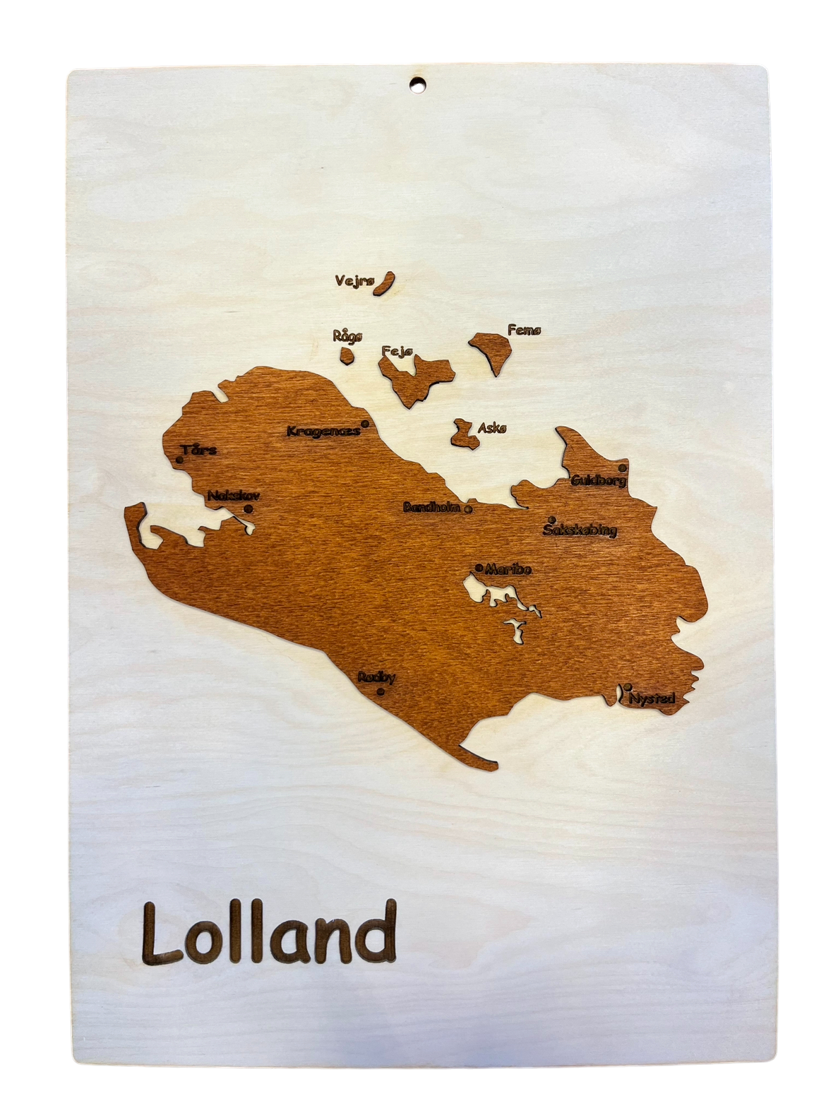Lolland Holz Landkarte - Wandbild Souvenir Dänemark