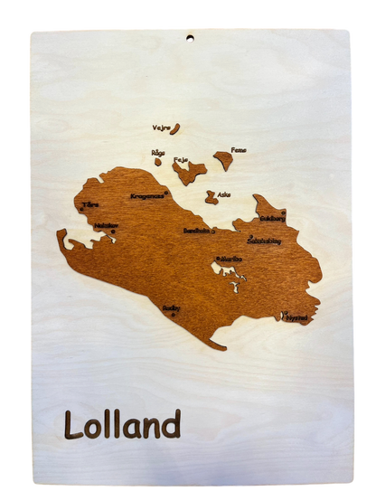 Lolland Holz Landkarte - Wandbild Souvenir Dänemark